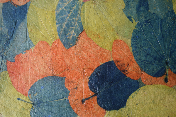 Blue, green and orange handmade paper tablemats-set of 6