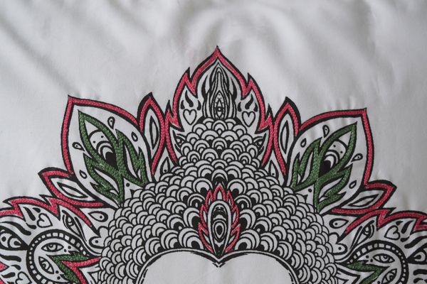 Buddha embroidered cushion cover 16" x 16"