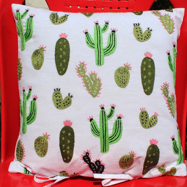 Embroidered Cactus cushion