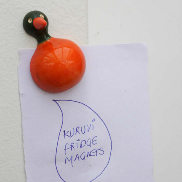 Single colourful wooden bird fridge magnet