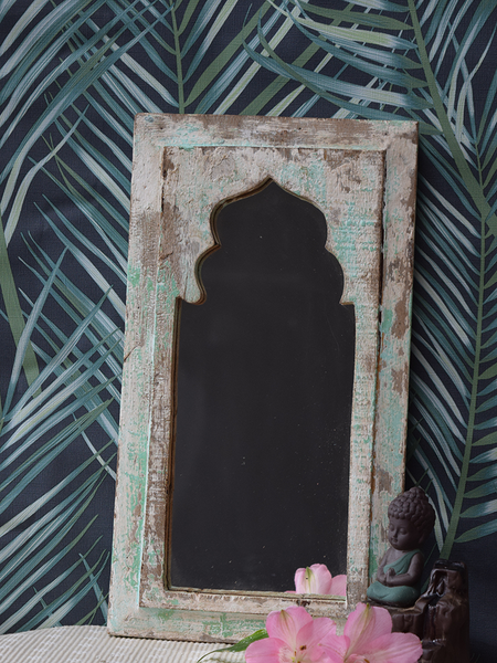 Rustic Mint Green Distressed Mirror - 36 cm x 19.5 cm