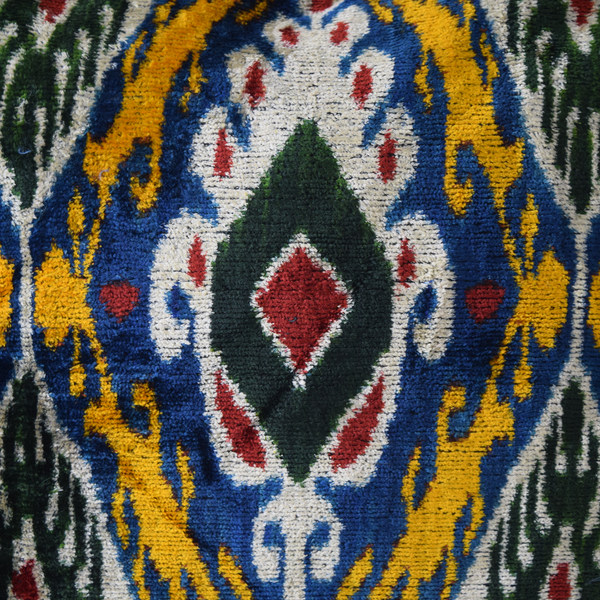 Blue Velvet Ikat Cushion Cover pattern details