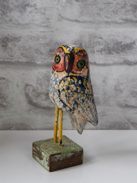 Light Blue Reclaimed Wood Owl