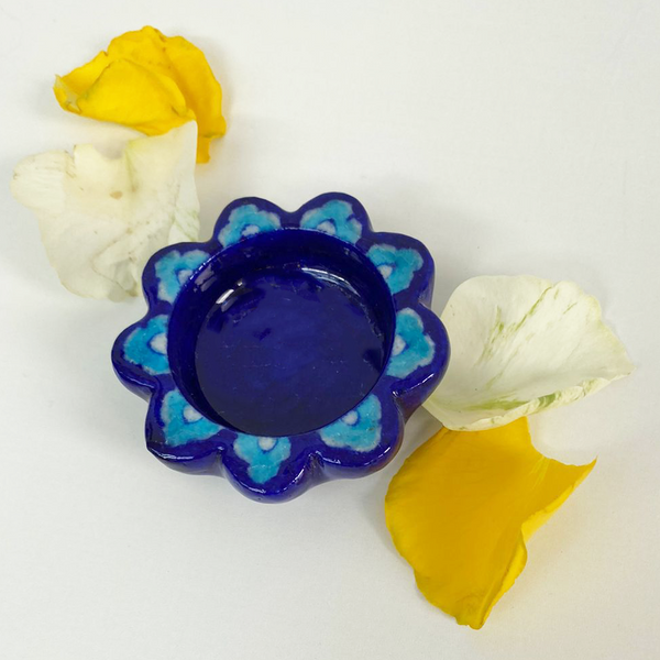 Blue Flower Shaped Diyas/Tealight holders