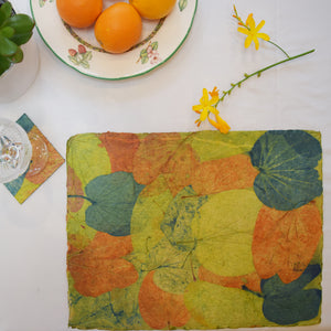 blue, green and orange handmade recycled paper tablemat