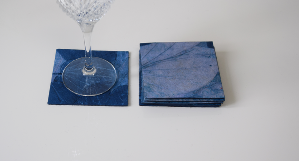 Blue handmade paper coasters-set of 2, 4 or 6
