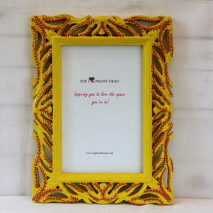 Yellow-Brown fern hand painted picture frame - front view