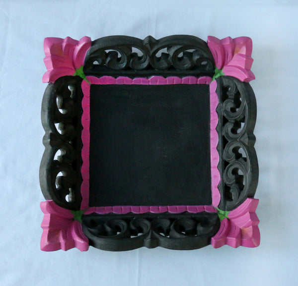 Charcoal and pink tray top view