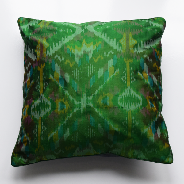 Green Silk Ikat Cushion