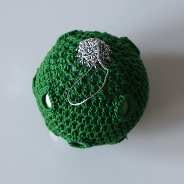 green crochet Christmas Bauble