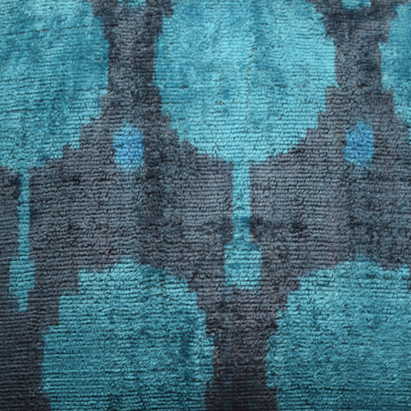 Grey and Blue Velvet Silk Ikat Cushion Cover pattern details