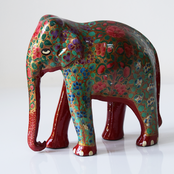 Red Paper Mache Elephant