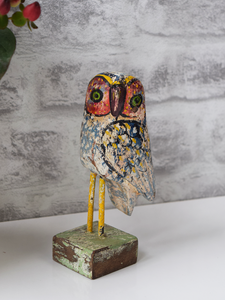 Light Blue Reclaimed Wood Owl