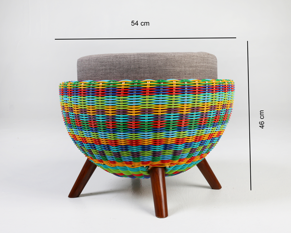 Rangeen- Plastic woven moda, stool w measurements