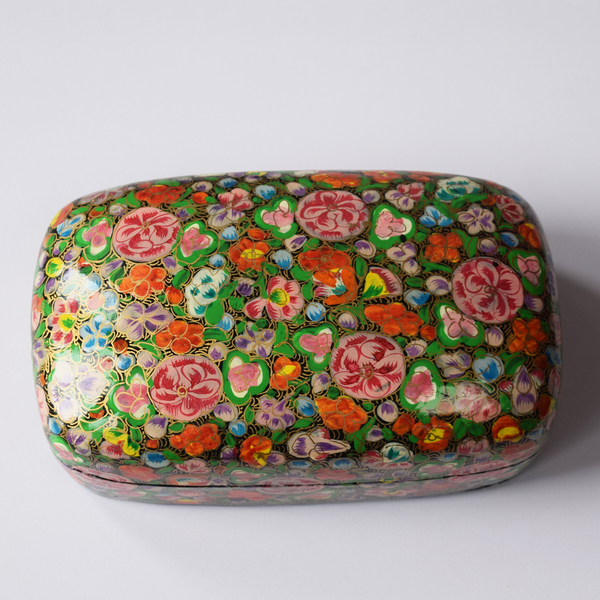 Multicoloured floral paper mache box