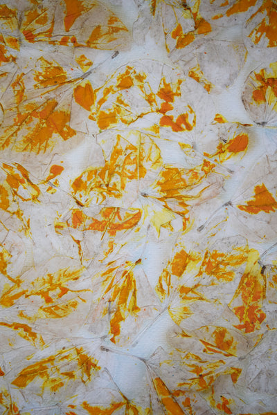 orange and yellow leaf imprint details
