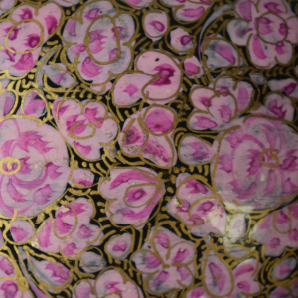 Pink, Black and Gold Floral Paper Mache Box -pattern details