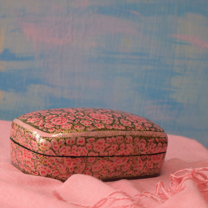 Pink and Gold Floral Paper Mache Box