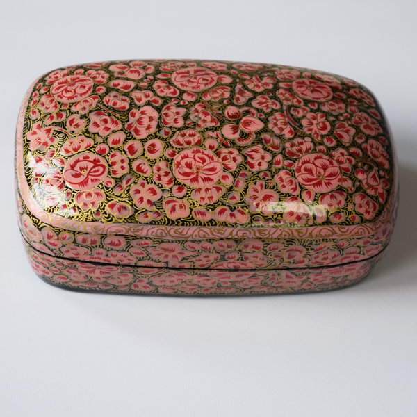 Pink and Gold Paper Mache Box