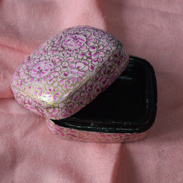 Pink and Gold Paper Mache Box (Small)