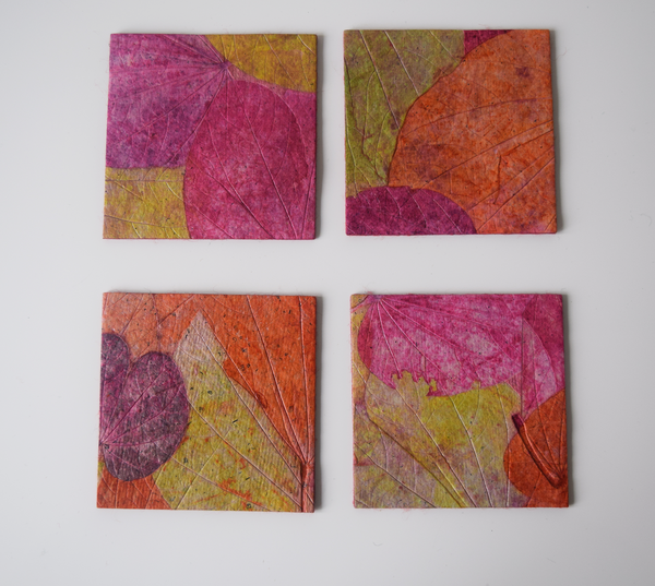pink, green and purple coasters - set of 4