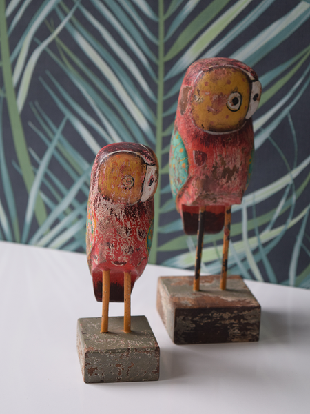 Red Reclaimed Wood Owls