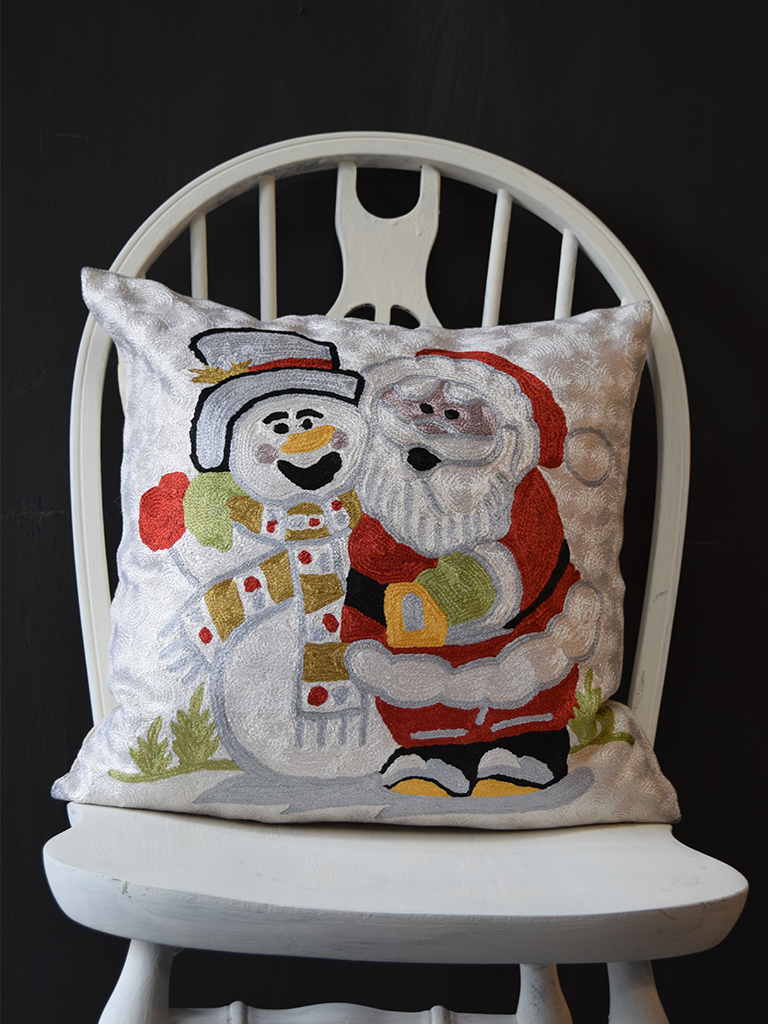 Santa Embroidered Cushion Cover