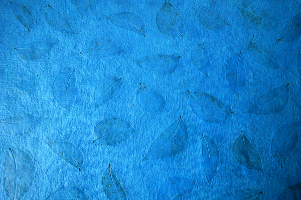 turquoise tablemat with benjamin leaf imprint