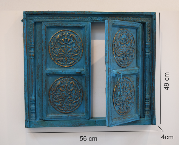 Turquoise vintage window with measurements