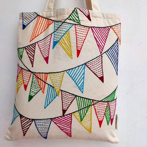 Bunting, Embroidered Tote Bag