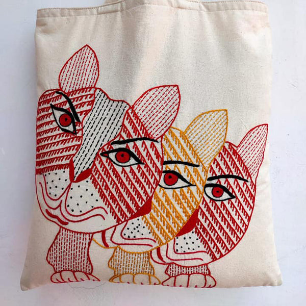Cats, Embroidered Tote Bag
