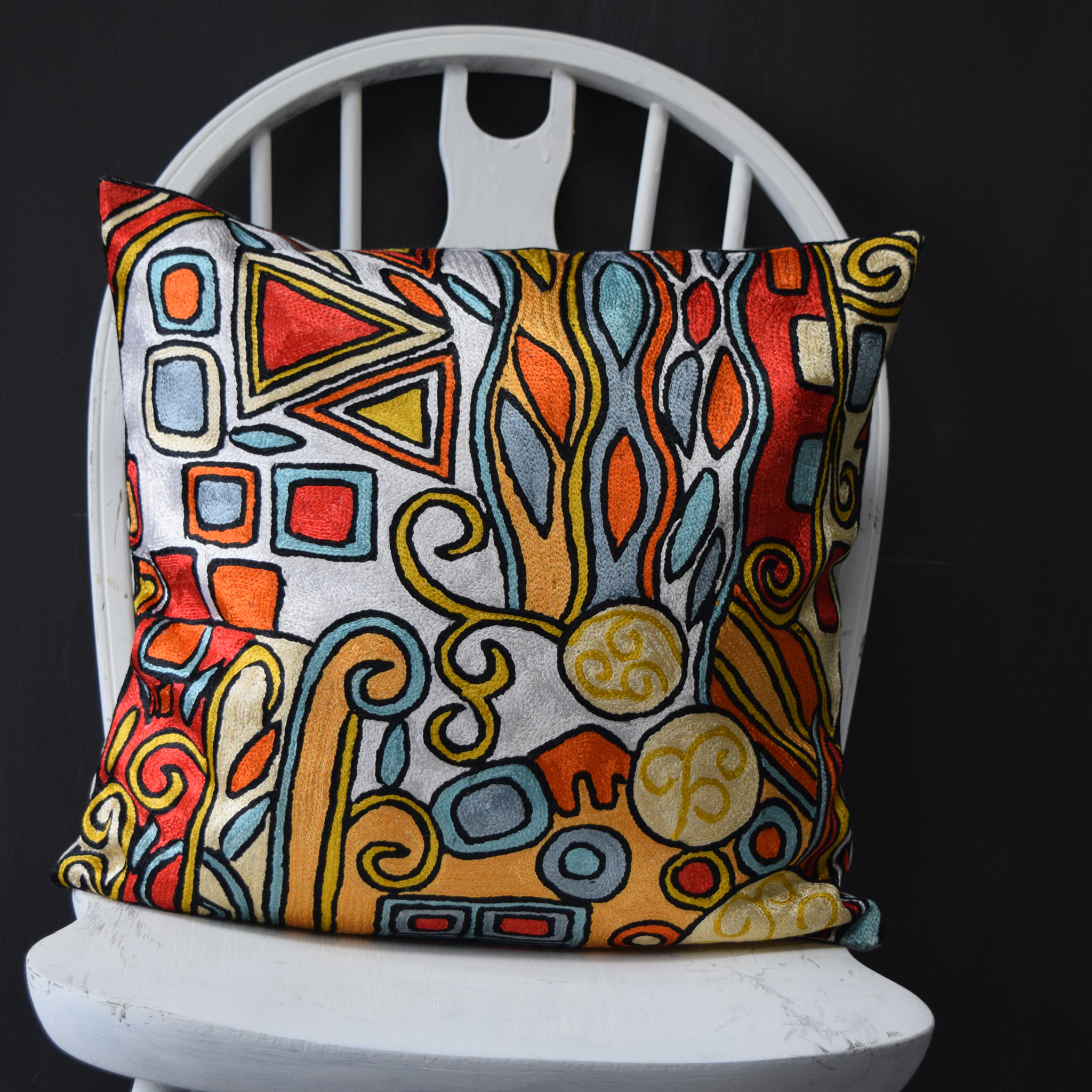 Abstract Floral Cushion Cover 18" x 18"