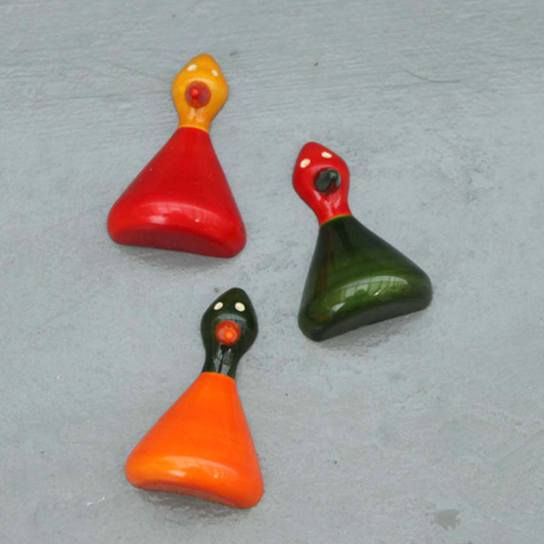 colourful set of 3 wooden bird fridge magnets