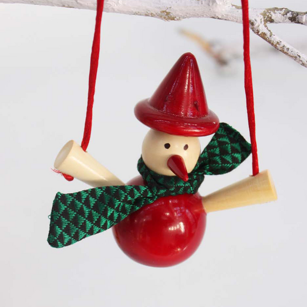 red snowman on a swing ornament