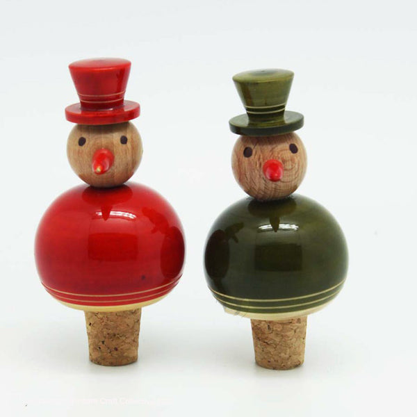 Red and Green Snowmen Bottle Stoppers