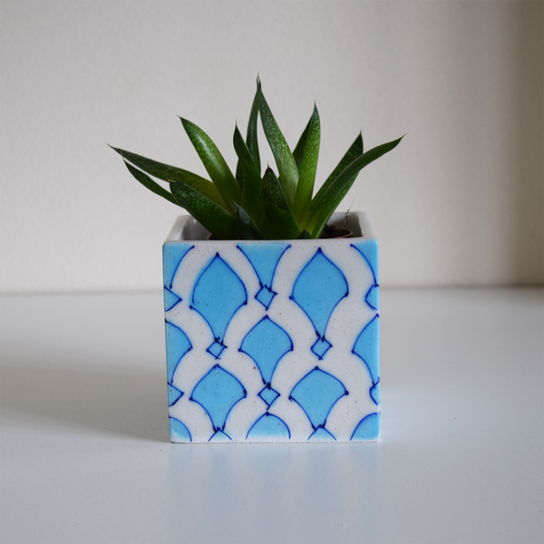 Blue and White Geometric Mini Succulent planter