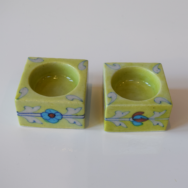 Lime Green Floral (Square), Diyas/Tealight holders