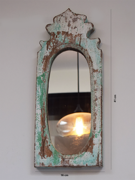 mint green distressed oval mirror with measurements