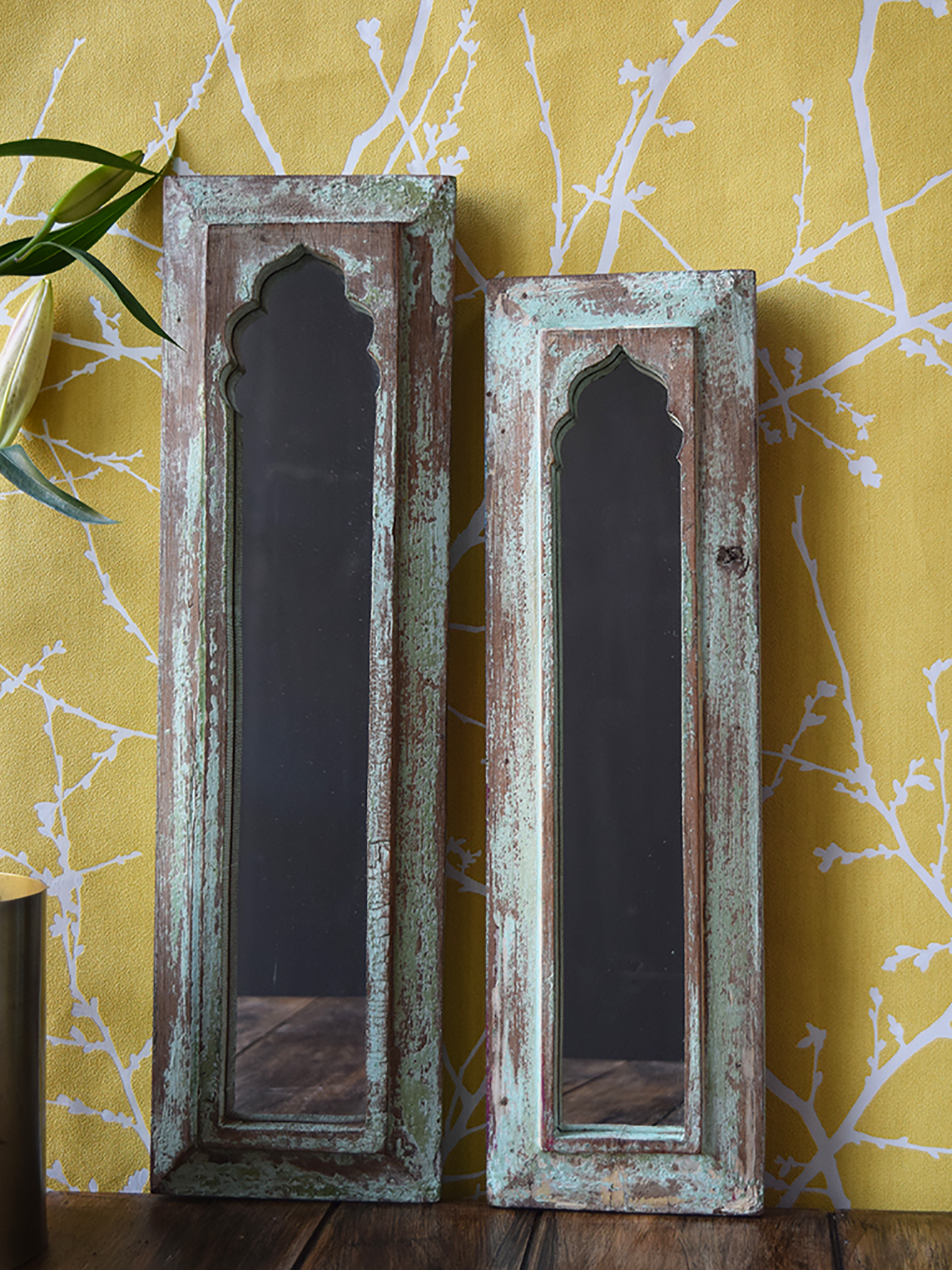 Rustic mint distressed mirrors - pair or single