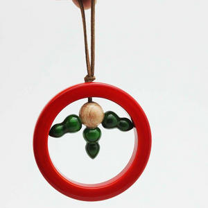 red and green wooden Mistletoe ornament