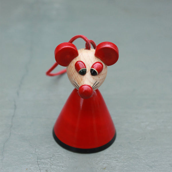 red mouse wooden Christmas ornament
