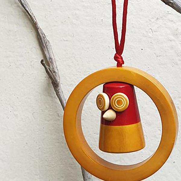 Yellow-Red Owl Christmas ornament
