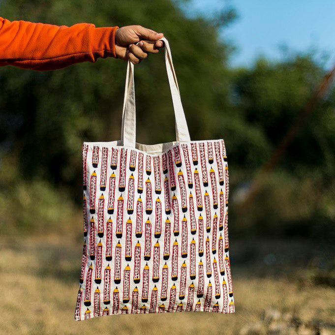 Pencils, Embroidered Tote Bag