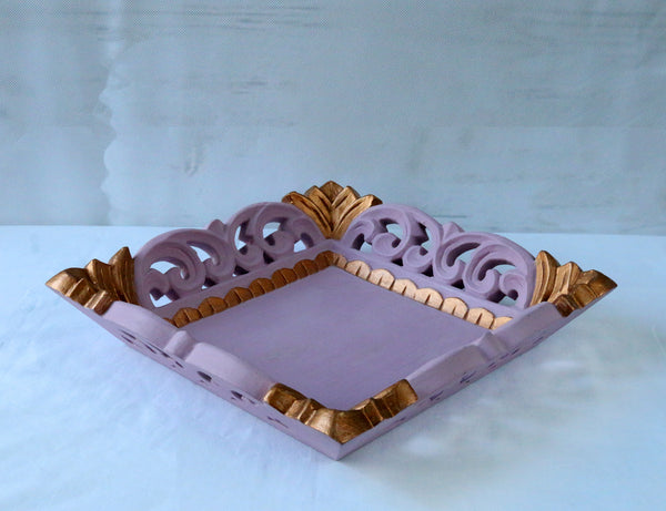 pink antique gold tray side view