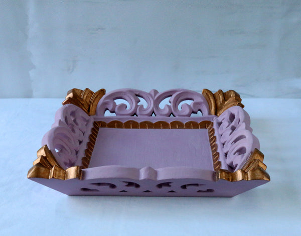 Pink antique gold tray front view