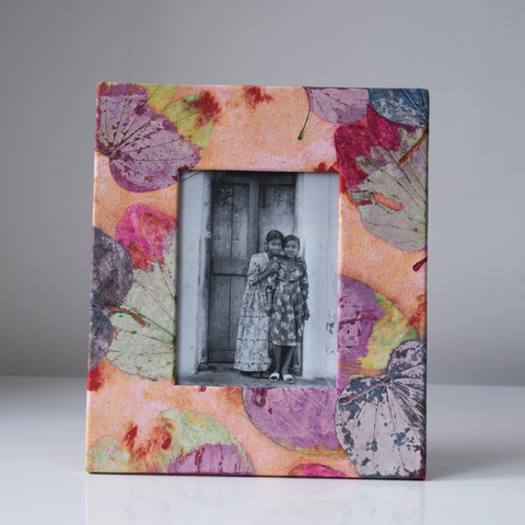 pink, purple and orange recycled paper photo frame