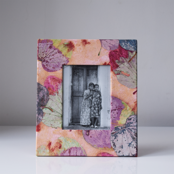 pink, purple and orange recycled paper photo frame