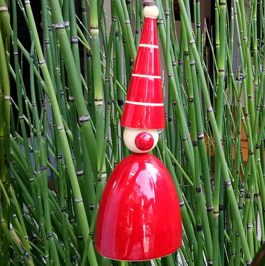 red wooden gnome bells
