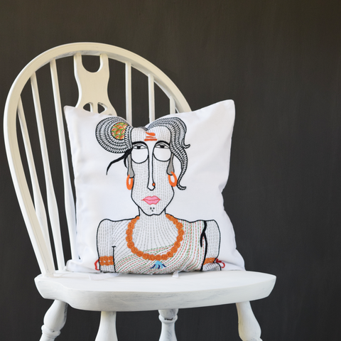 Sadvi, Embroidered Cushion Cover 16" x 16"