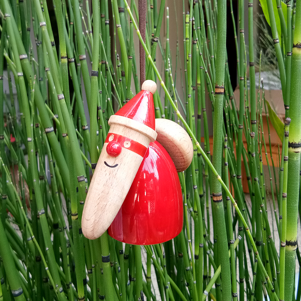 red wooden Santa bells